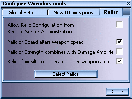 Configure Wormbo's Mods, Relics